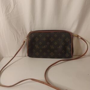 Vintage Monogram PU Leather Crossbody Purse